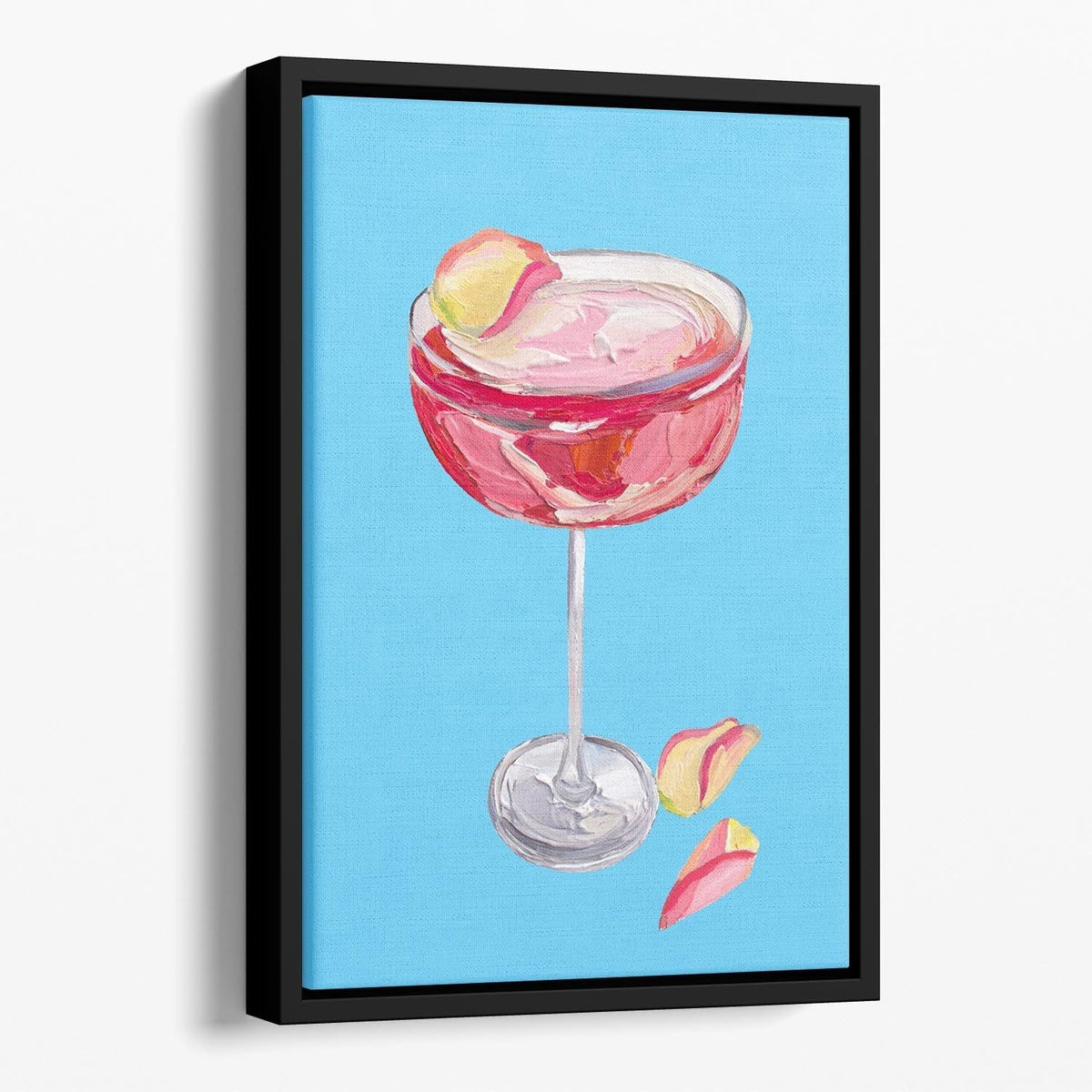 Sparkling Rose Gin Cocktail Floating Framed Canvas