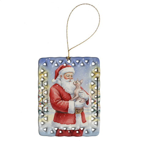 Sphynx Cat and Santa Keepsake Ornament