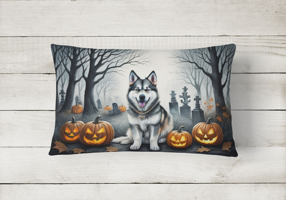 Spooky Alaskan Malamute Halloween Throw Pillow