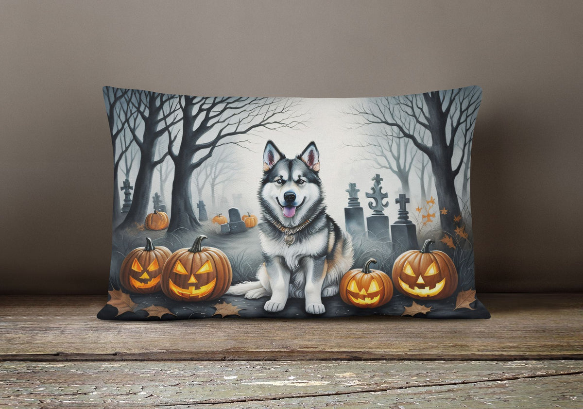 Spooky Alaskan Malamute Halloween Throw Pillow