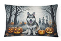Spooky Alaskan Malamute Halloween Throw Pillow