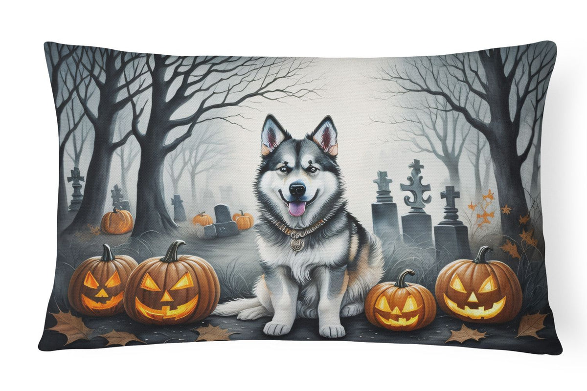 Spooky Alaskan Malamute Halloween Throw Pillow