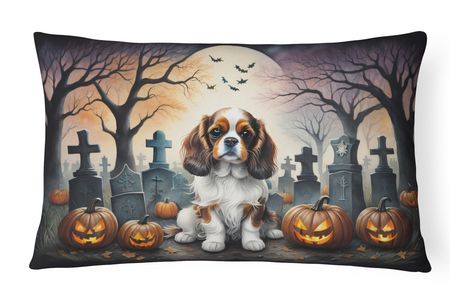 Spooky Cavalier Spaniel Halloween Throw Pillow