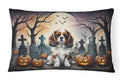 Spooky Cavalier Spaniel Halloween Throw Pillow