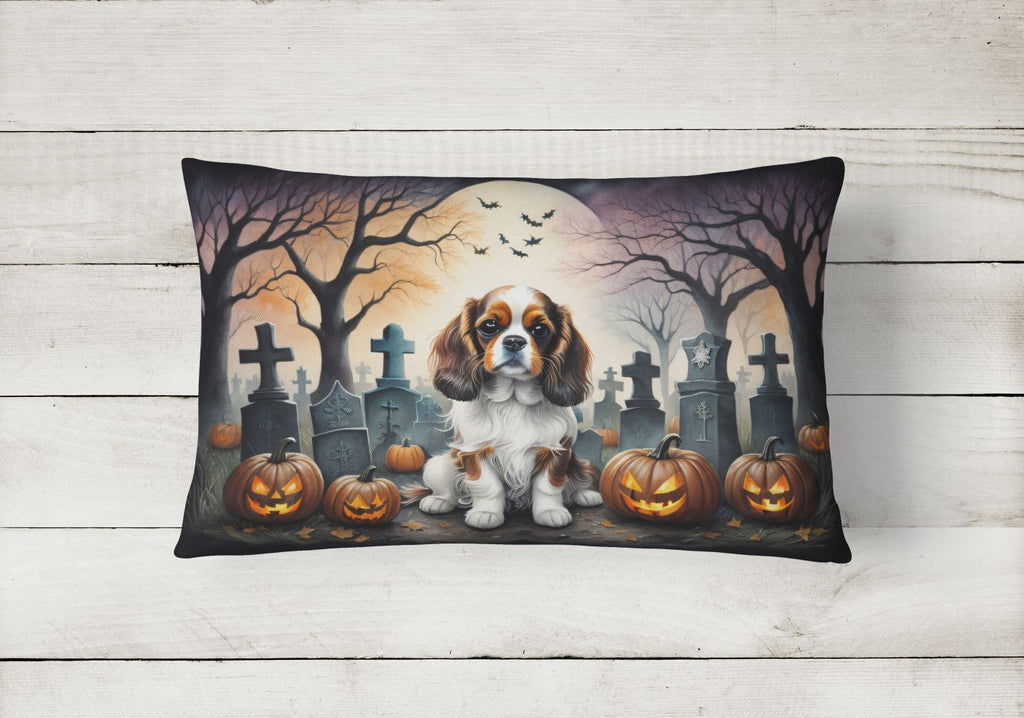 Spooky Cavalier Spaniel Halloween Throw Pillow