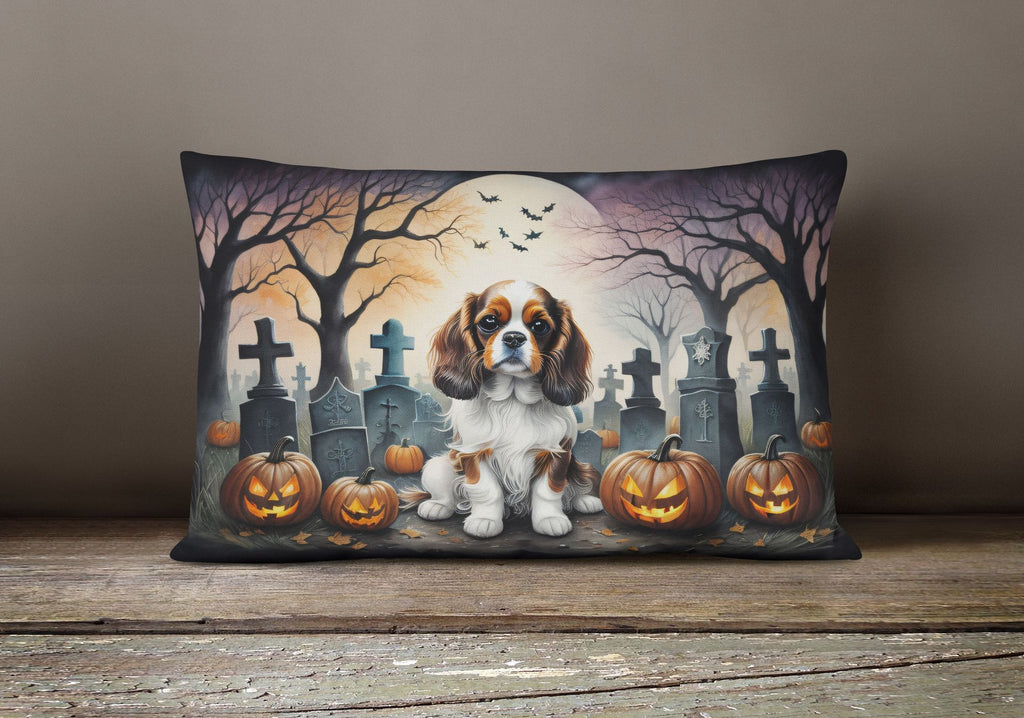 Spooky Cavalier Spaniel Halloween Throw Pillow