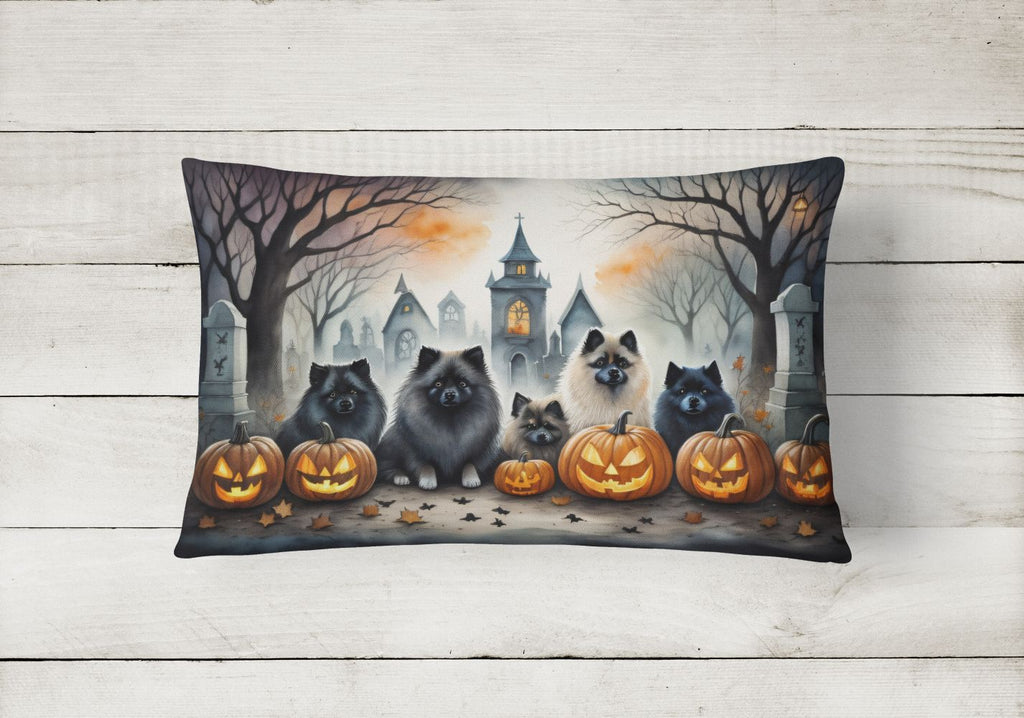 Keeshond Spooky Halloween Indoor-Outdoor Throw Pillow
