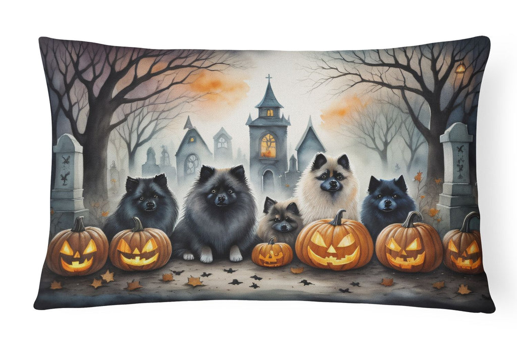 Keeshond Spooky Halloween Indoor-Outdoor Throw Pillow
