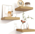 Square Wall Shelves with Hidden Brackets, Set of Oak Finish