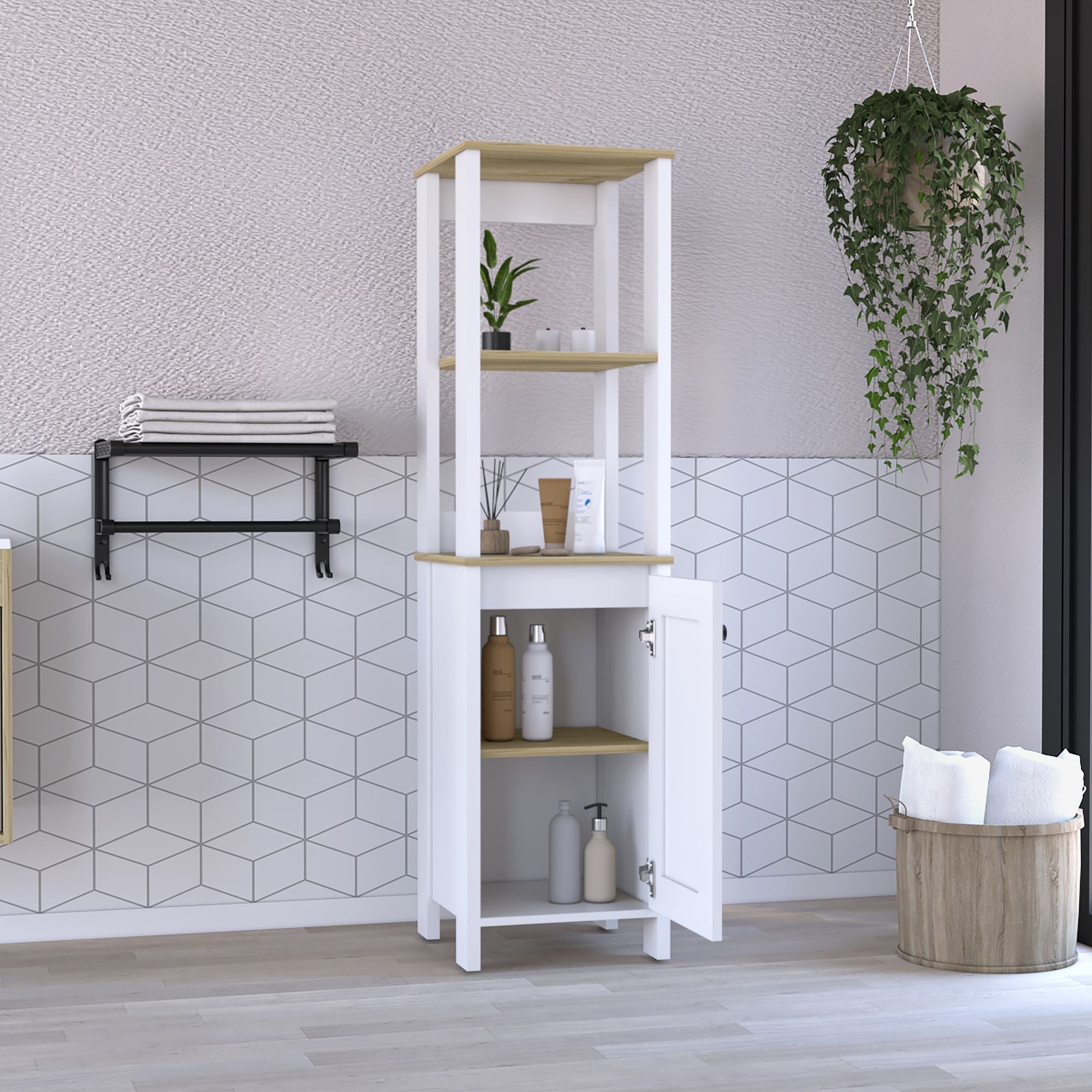 St. Clair Linen Cabinet with Open and Concealed Shelving