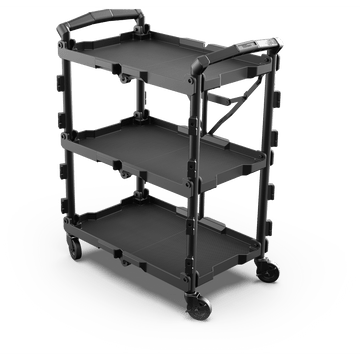 Foldable Utility Cart with Collapsible Shelves for Easy Storage and Mobility