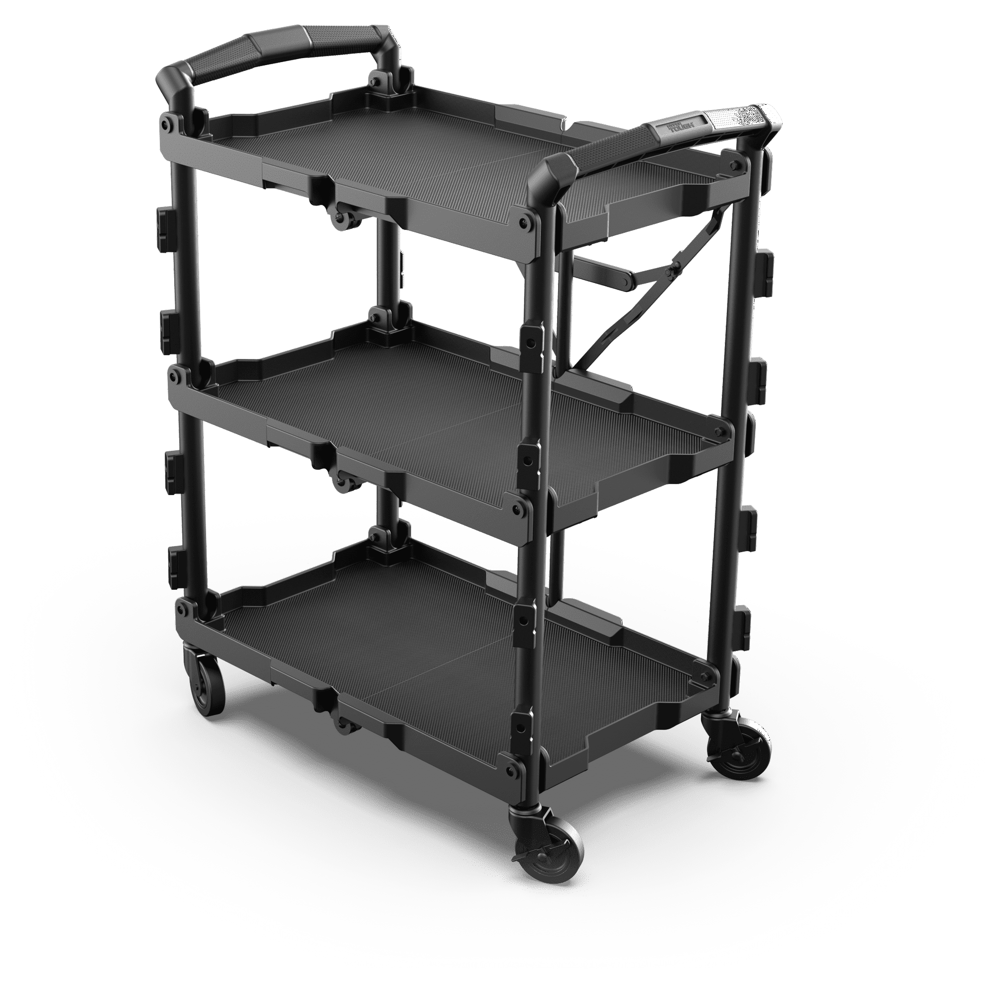Foldable Utility Cart with Collapsible Shelves for Easy Storage and Mobility