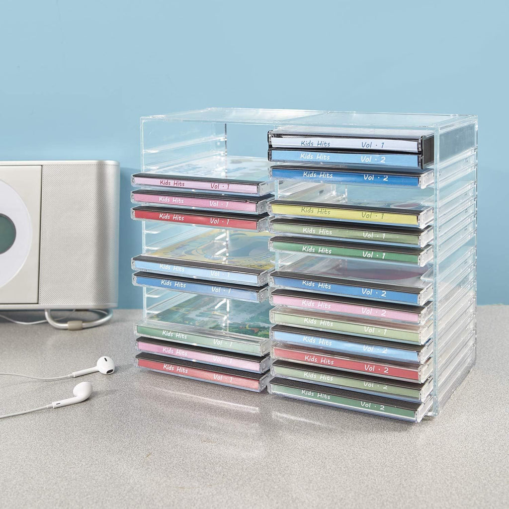 Stackable Clear Plastic CD Organizer – American Made with Rubber