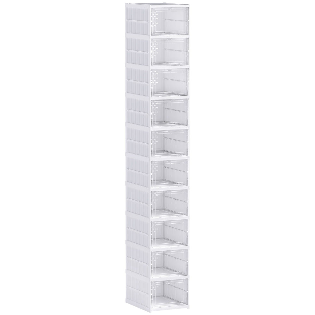 Foldable Shoe Storage Boxes with Clear Doors – 10 Pack No Assembly Needed