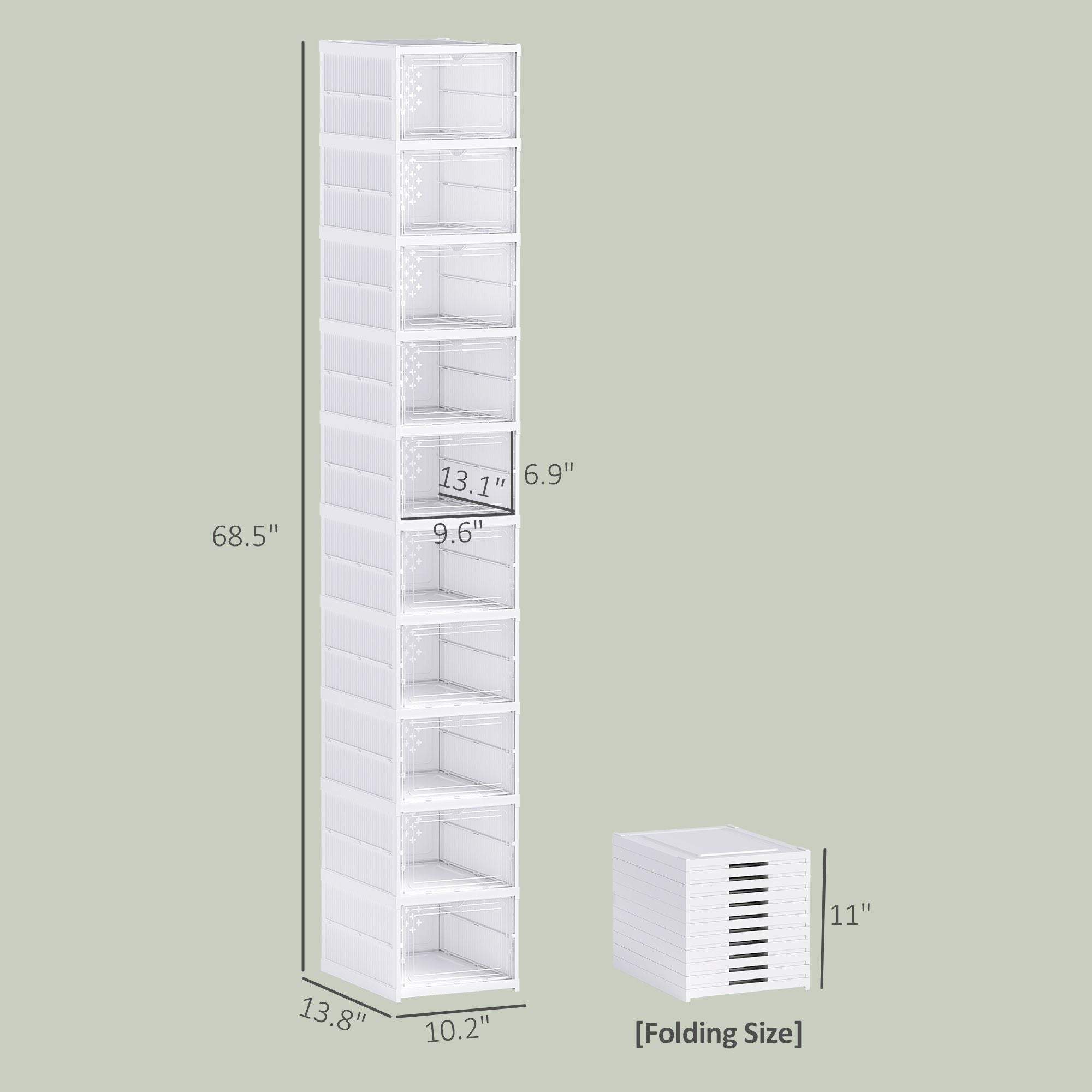 Foldable Shoe Storage Boxes with Clear Doors – 10 Pack No Assembly Needed