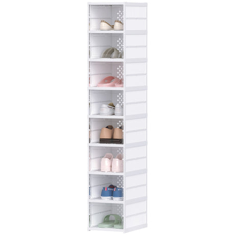 Eight Stackable Shoe Boxes with Clear Drop-Front Doors