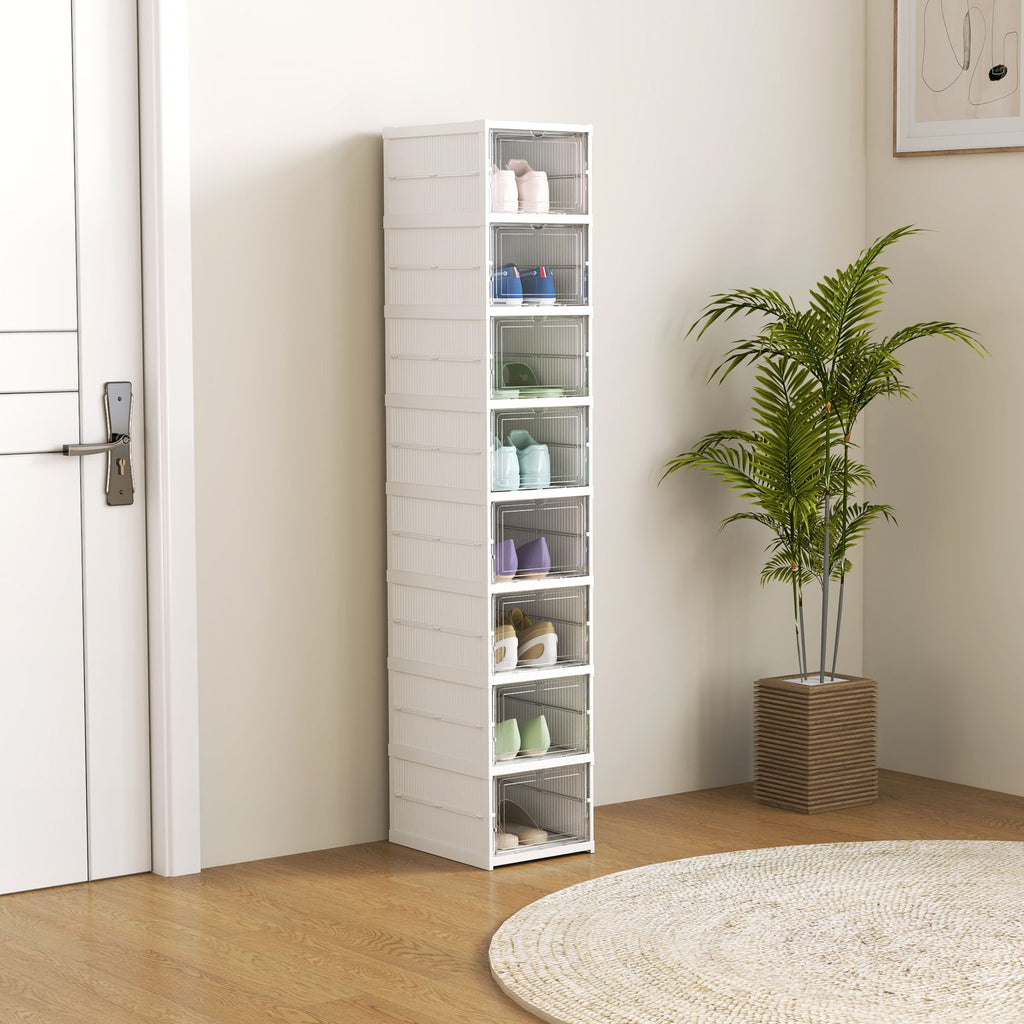 Eight Stackable Shoe Boxes with Clear Drop-Front Doors