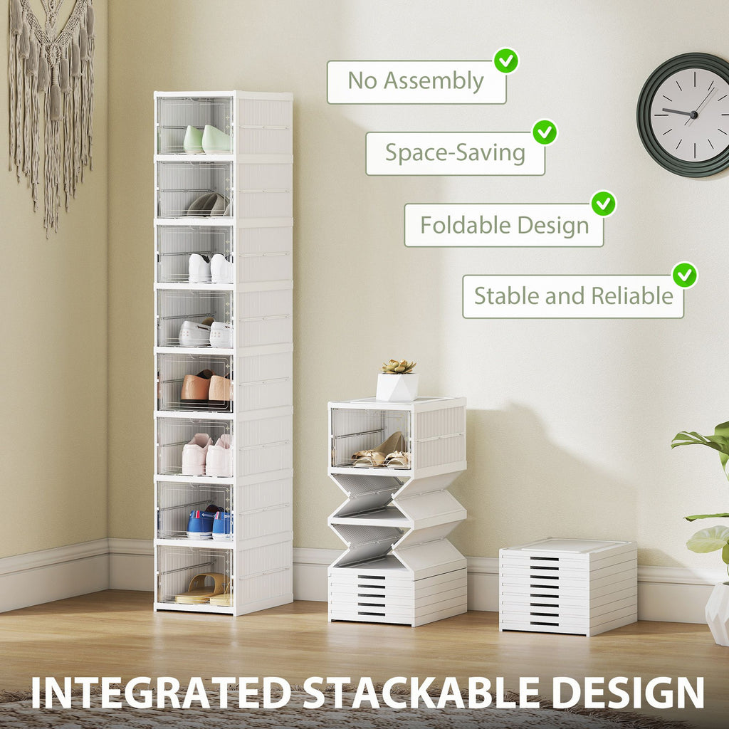 Eight Stackable Shoe Boxes with Clear Drop-Front Doors