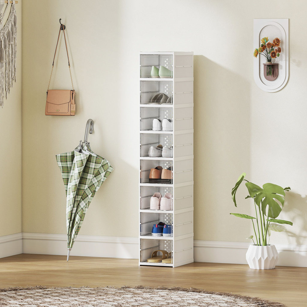 Eight Stackable Shoe Boxes with Clear Drop-Front Doors