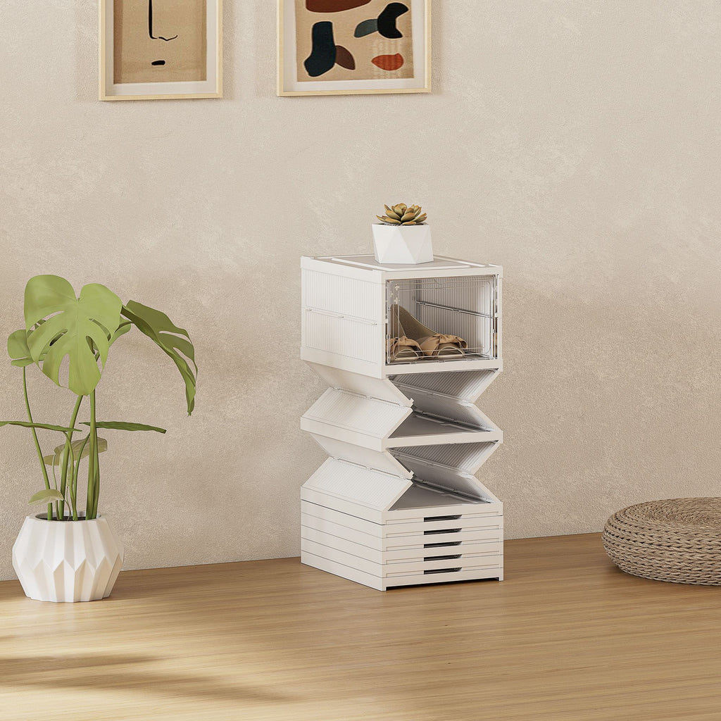 Eight Stackable Shoe Boxes with Clear Drop-Front Doors