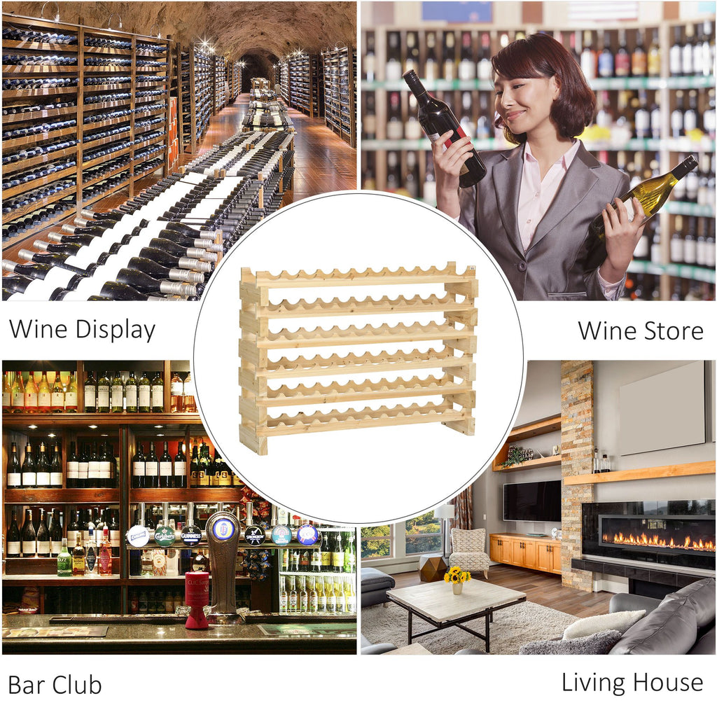 Stackable Wine Rack, Modular Storage Shelves, 72-Bottle Holder, Freestanding Display Rack