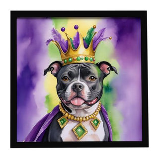 Staffordshire Bull Terrier King of Mardi Gras Framed Print