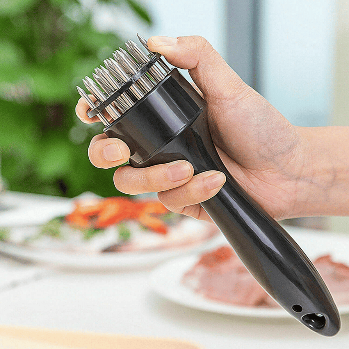 Hand-Press Meat Tenderizer for Marinating and Prep