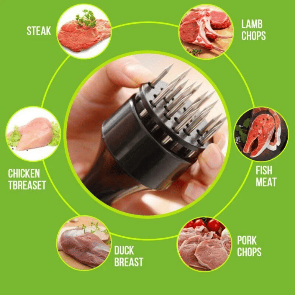 Hand-Press Meat Tenderizer for Marinating and Prep