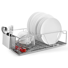 Stainless Steel Dish Rack with Drainboard & Cutlery Holder