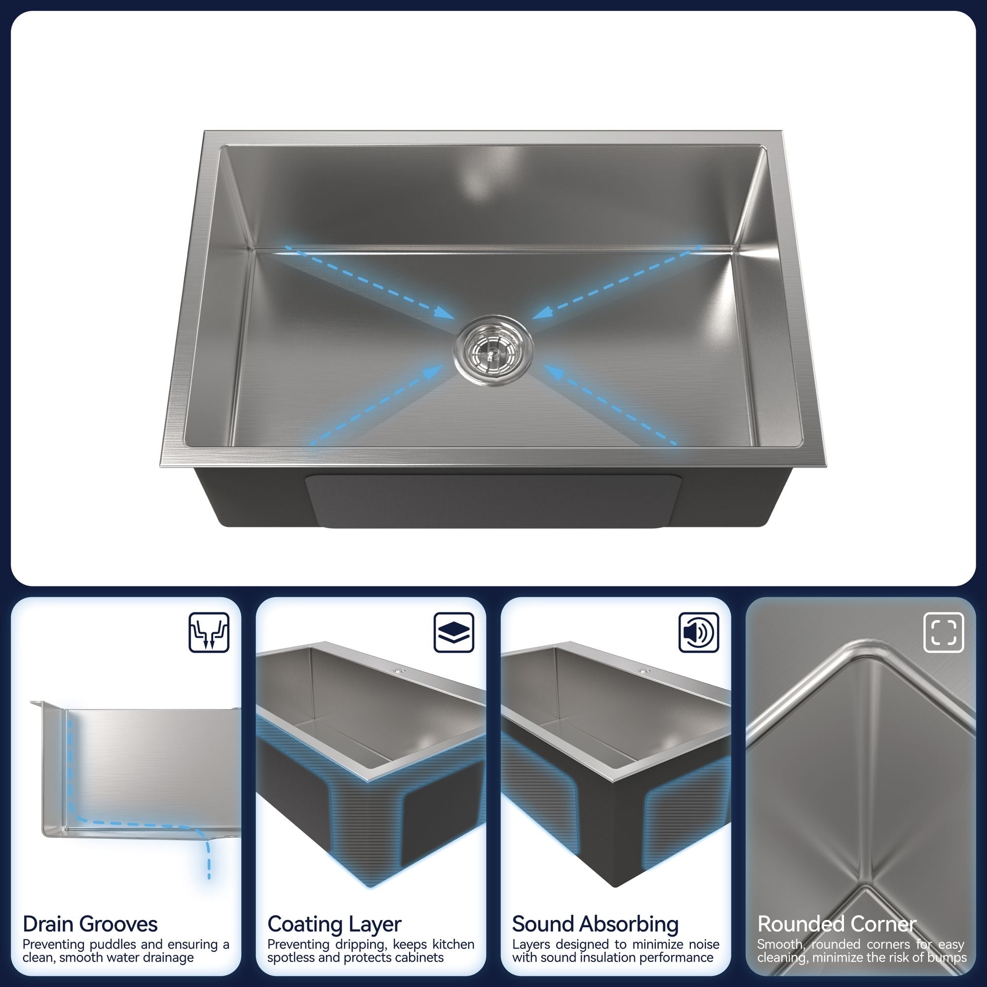 Brushed Single-Bowl Undermount Kitchen Sink