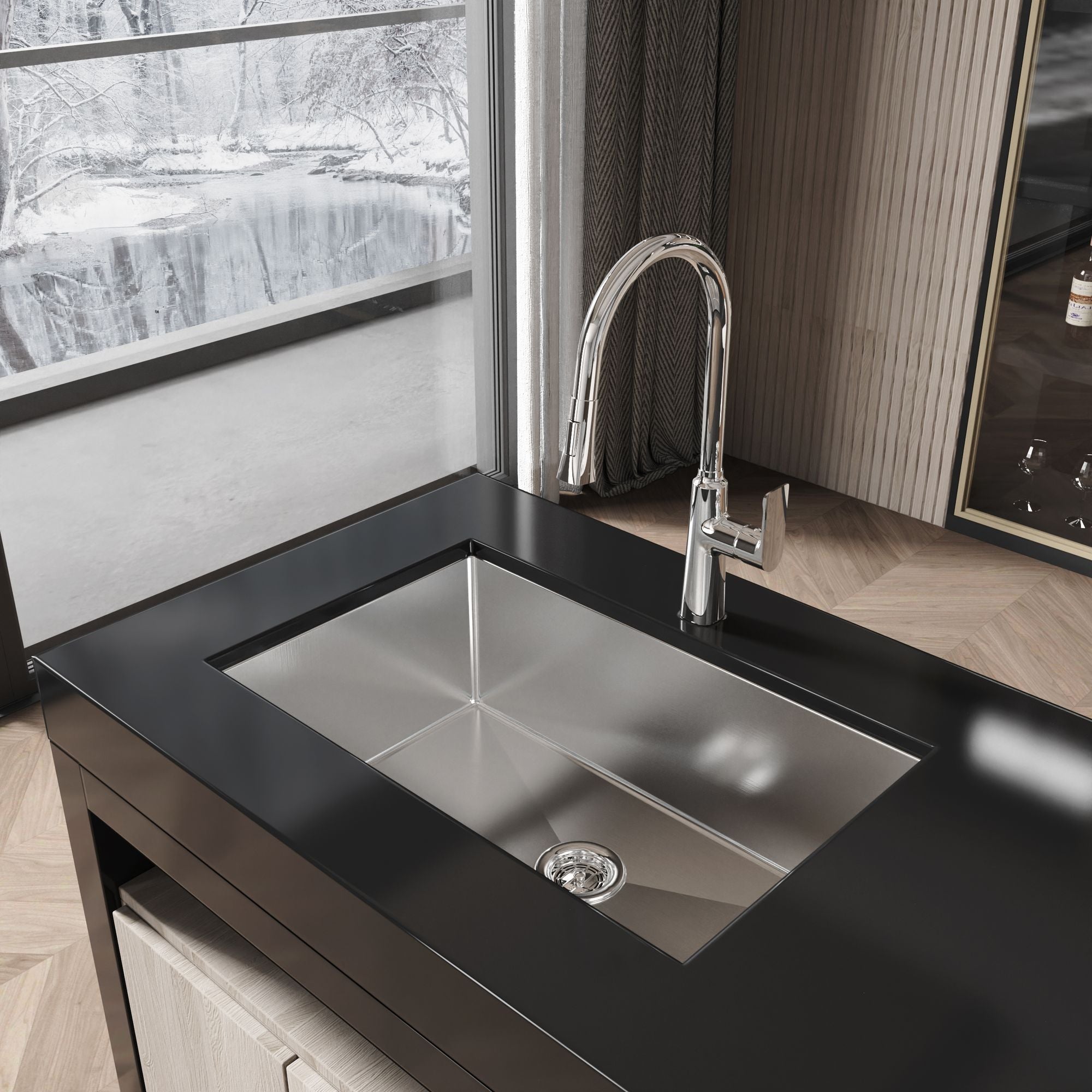 Brushed Single-Bowl Undermount Kitchen Sink