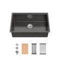 Black Undermount Sink with Integrated Prep Accessories