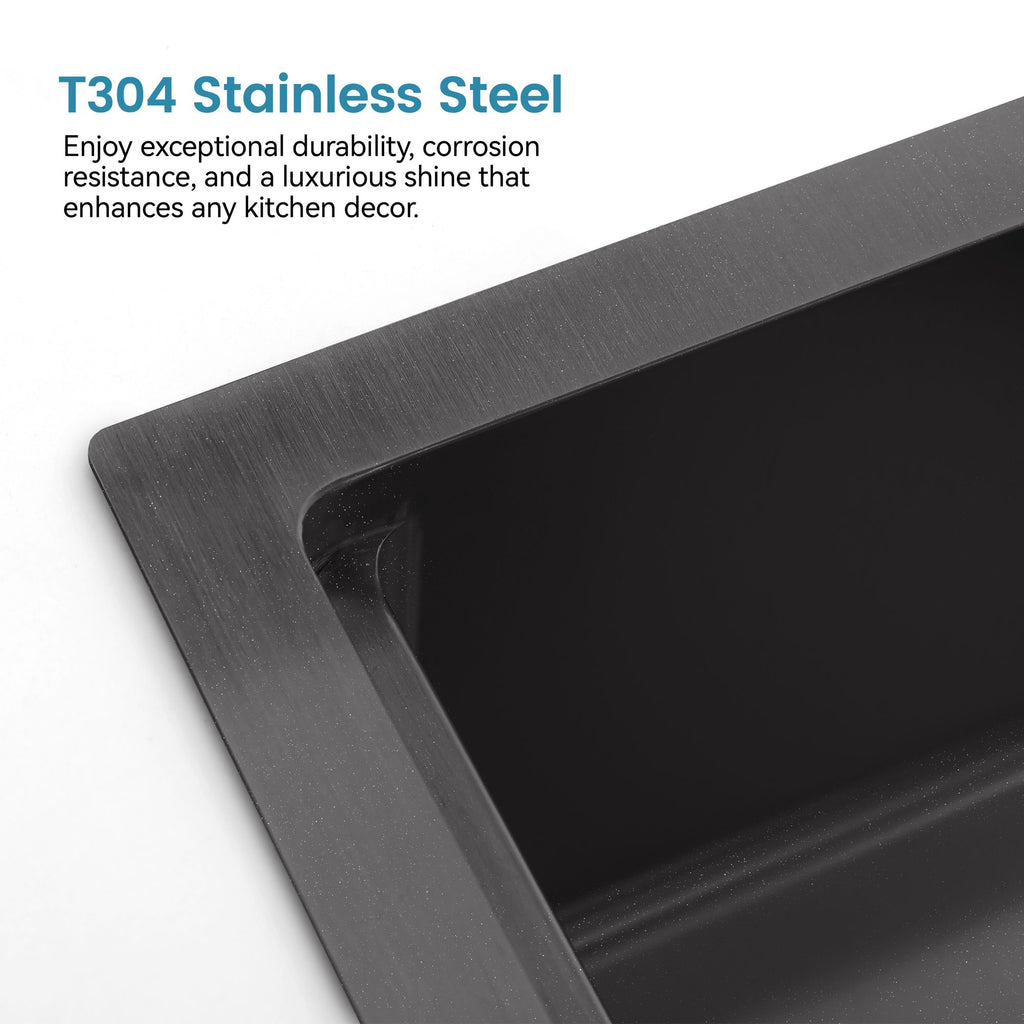 Black Undermount Sink with Integrated Prep Accessories