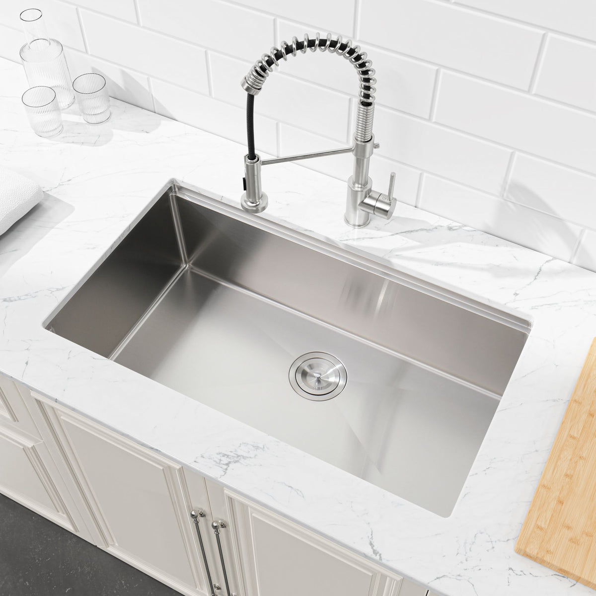 Black Undermount Workstation Sink with Accessories