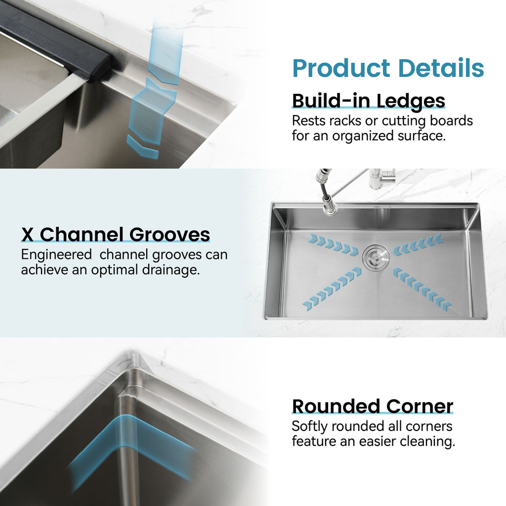 Black Undermount Workstation Sink with Accessories