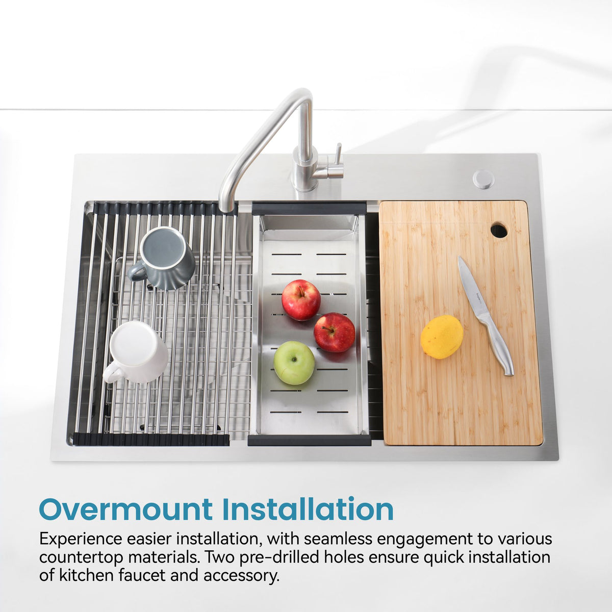 Single-Bowl Overmount Workstation Kitchen Sink