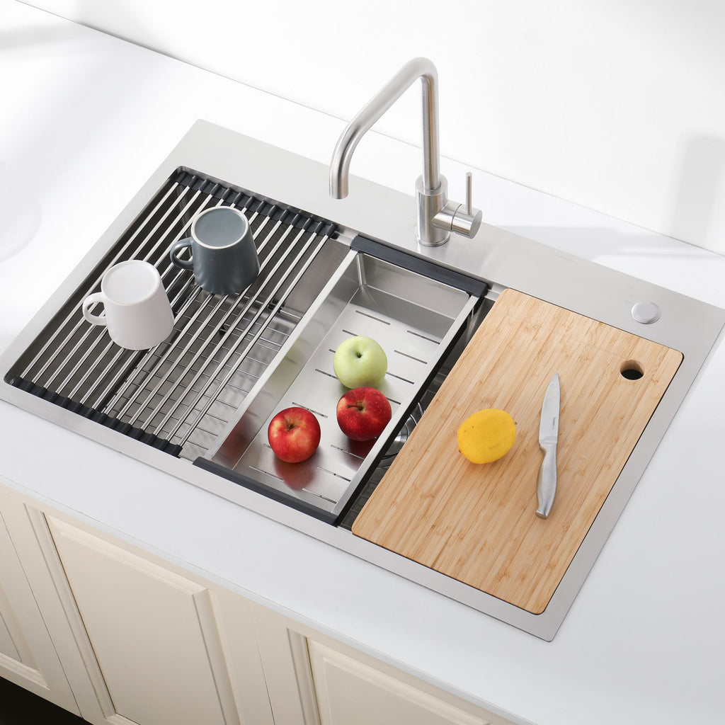 Single-Bowl Overmount Workstation Kitchen Sink