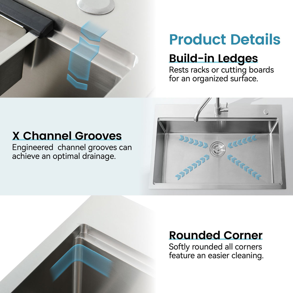 Single-Bowl Overmount Workstation Kitchen Sink