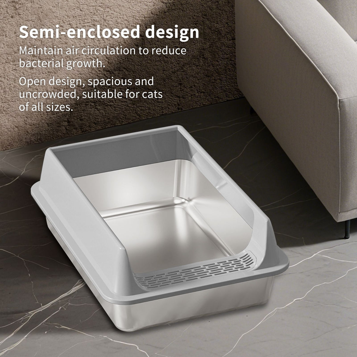 High-Side Semi-Enclosed Top-Entry Litter Box