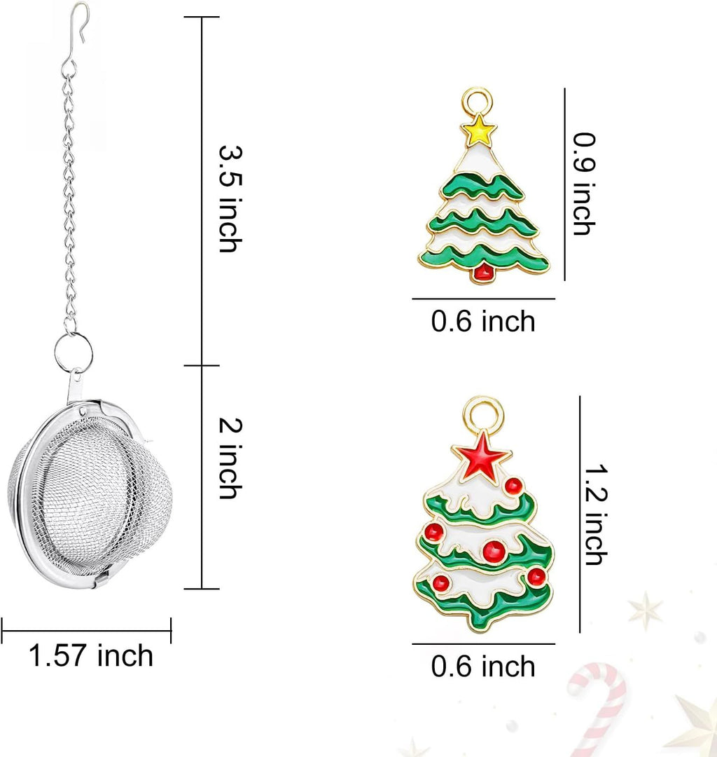 Stainless Steel Mesh Tea Infuser Set with Christmas Tree Pendant