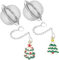Stainless Steel Mesh Tea Infuser Set with Christmas Tree Pendant