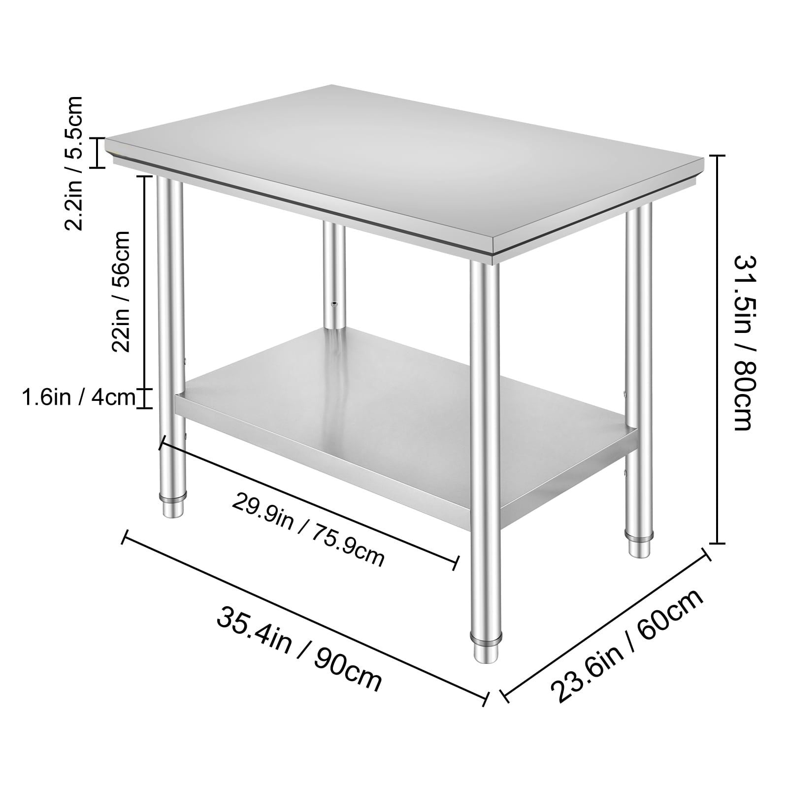 Commercial Food Prep Workbench with Lower Shelf