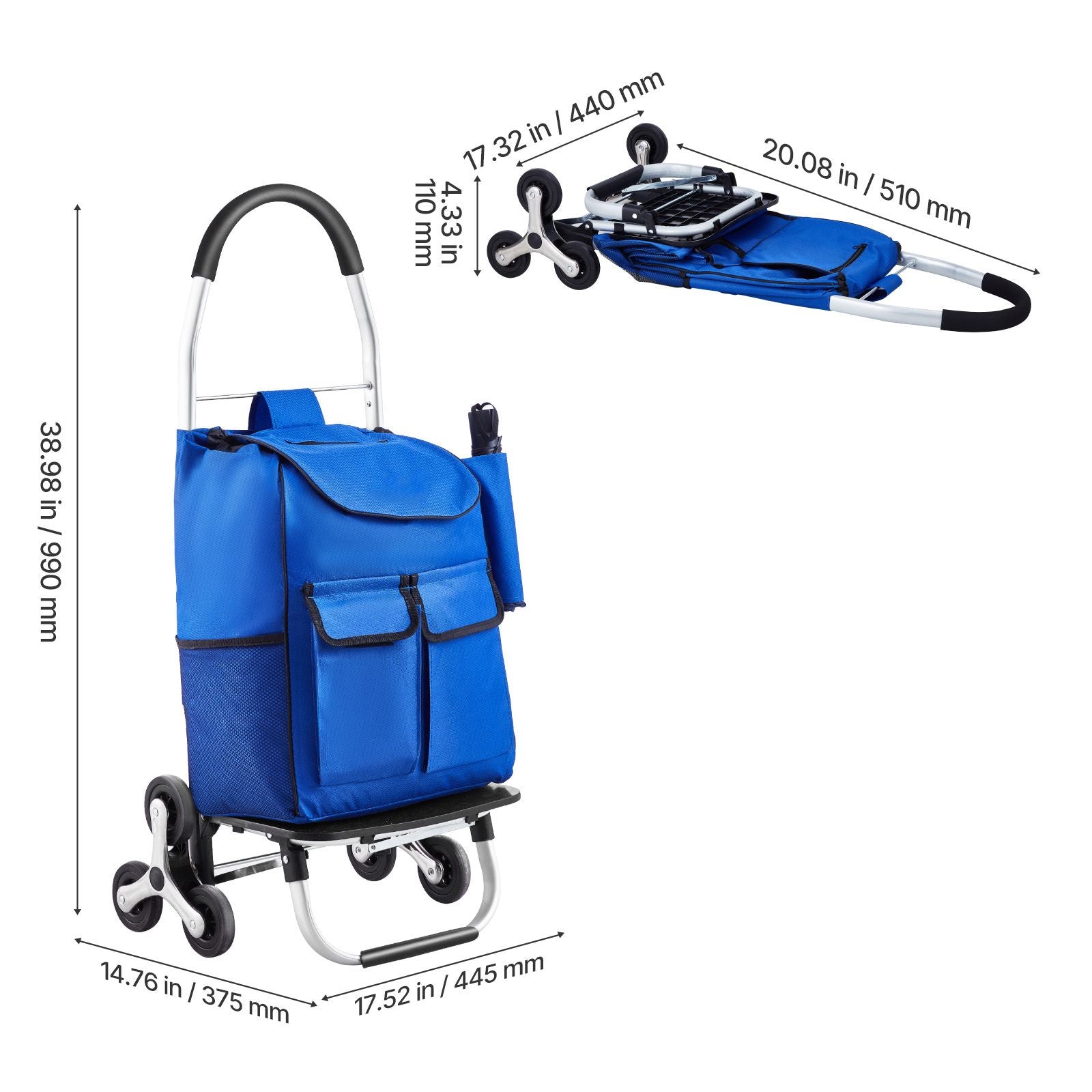 Foldable Stair Climbing Cart with 6 Wheels – Effortless Transport & Compact Storage
