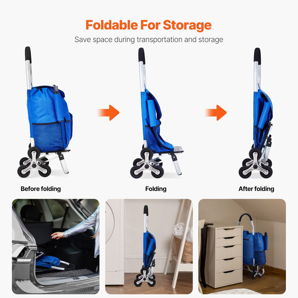 Foldable Stair Climbing Cart with 6 Wheels – Effortless Transport & Compact Storage
