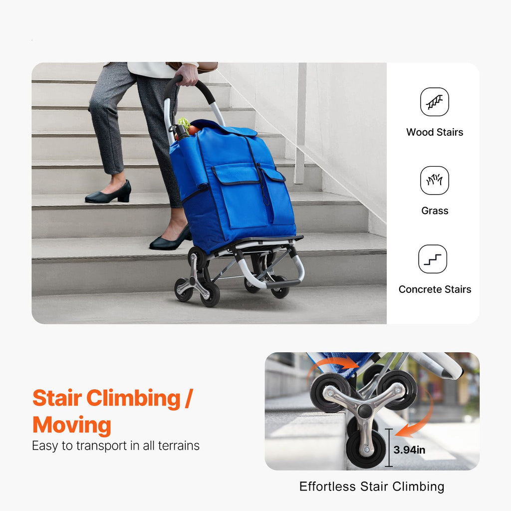 Foldable Stair Climbing Cart with 6 Wheels – Effortless Transport & Compact Storage