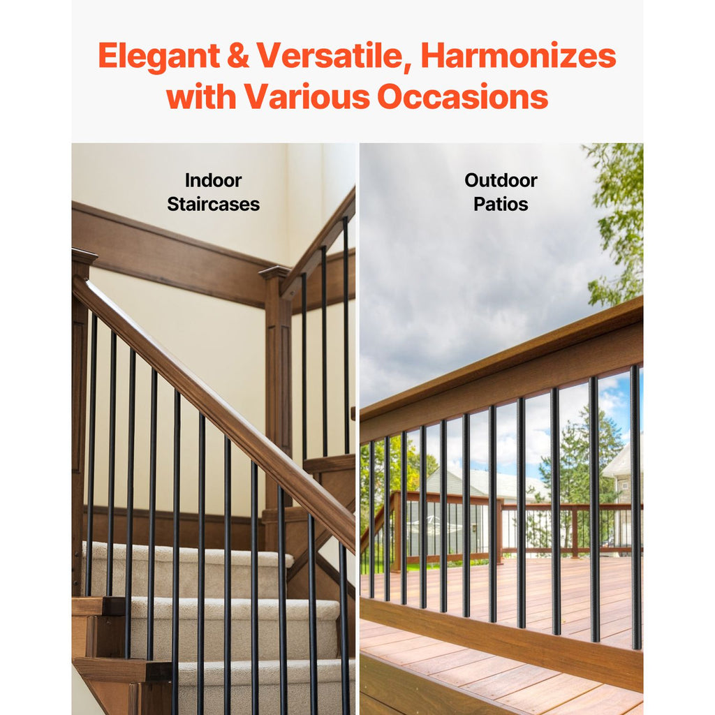 Matte-Black Round Balusters for Stairs and Outdoor Railings