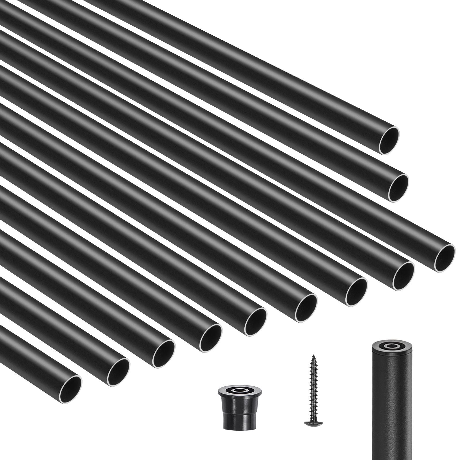 Black Round Stair and Deck Railing Balusters