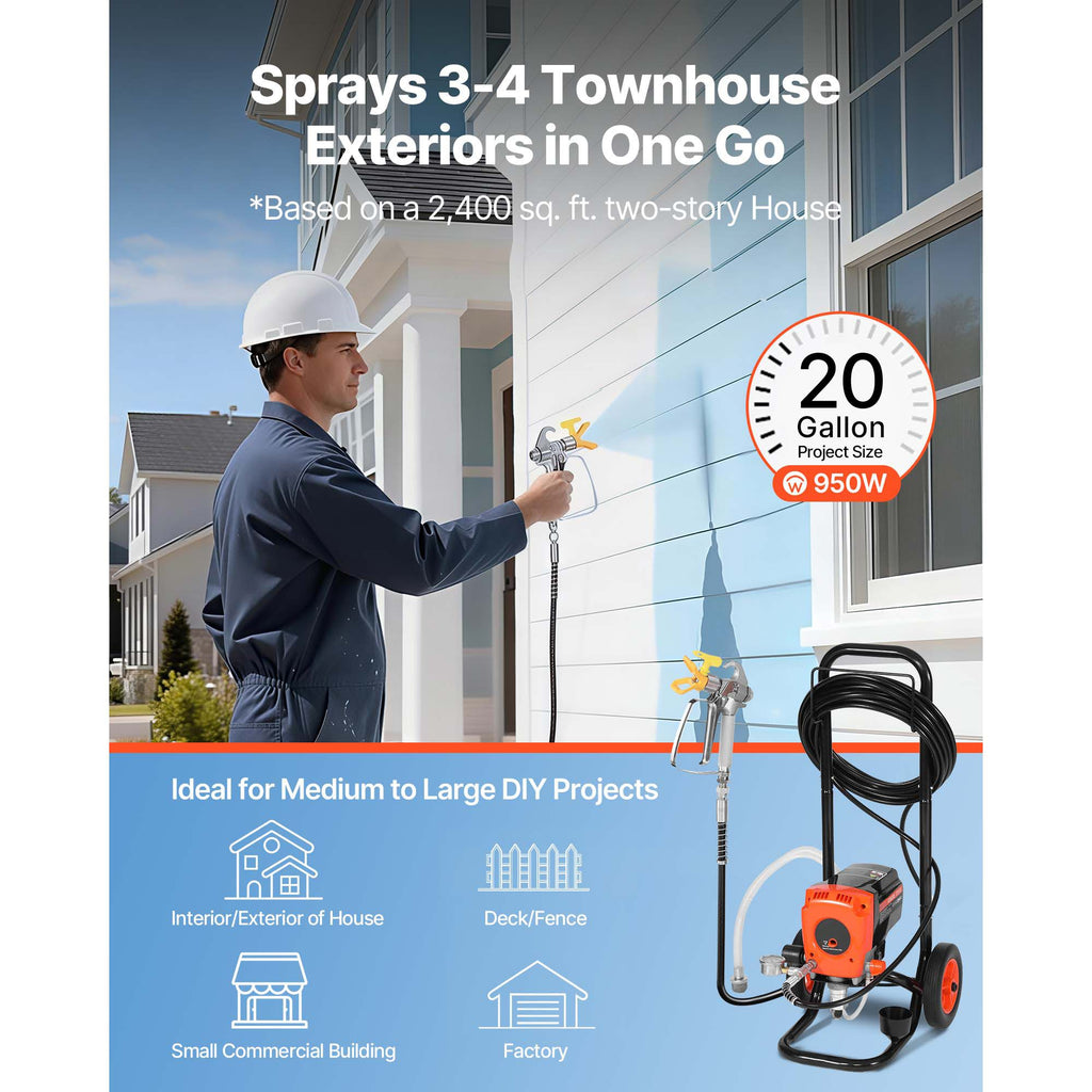 VEVOR Cart-Mounted Airless Paint Sprayer Kit