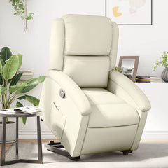 Cream Faux Leather Power Lift Recliner Chair for Elderly