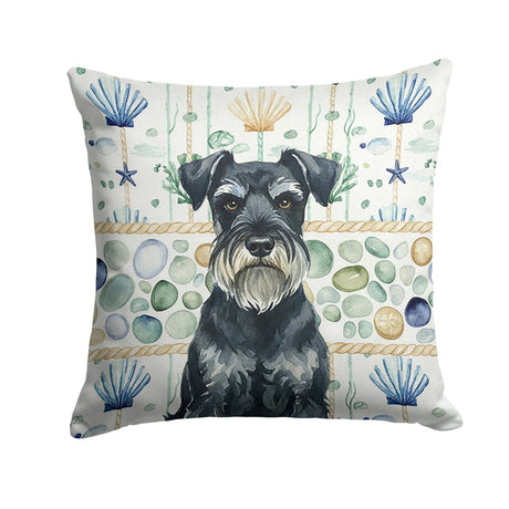 Standard Schnauzer Coastal Sea Glass Accent Cushion